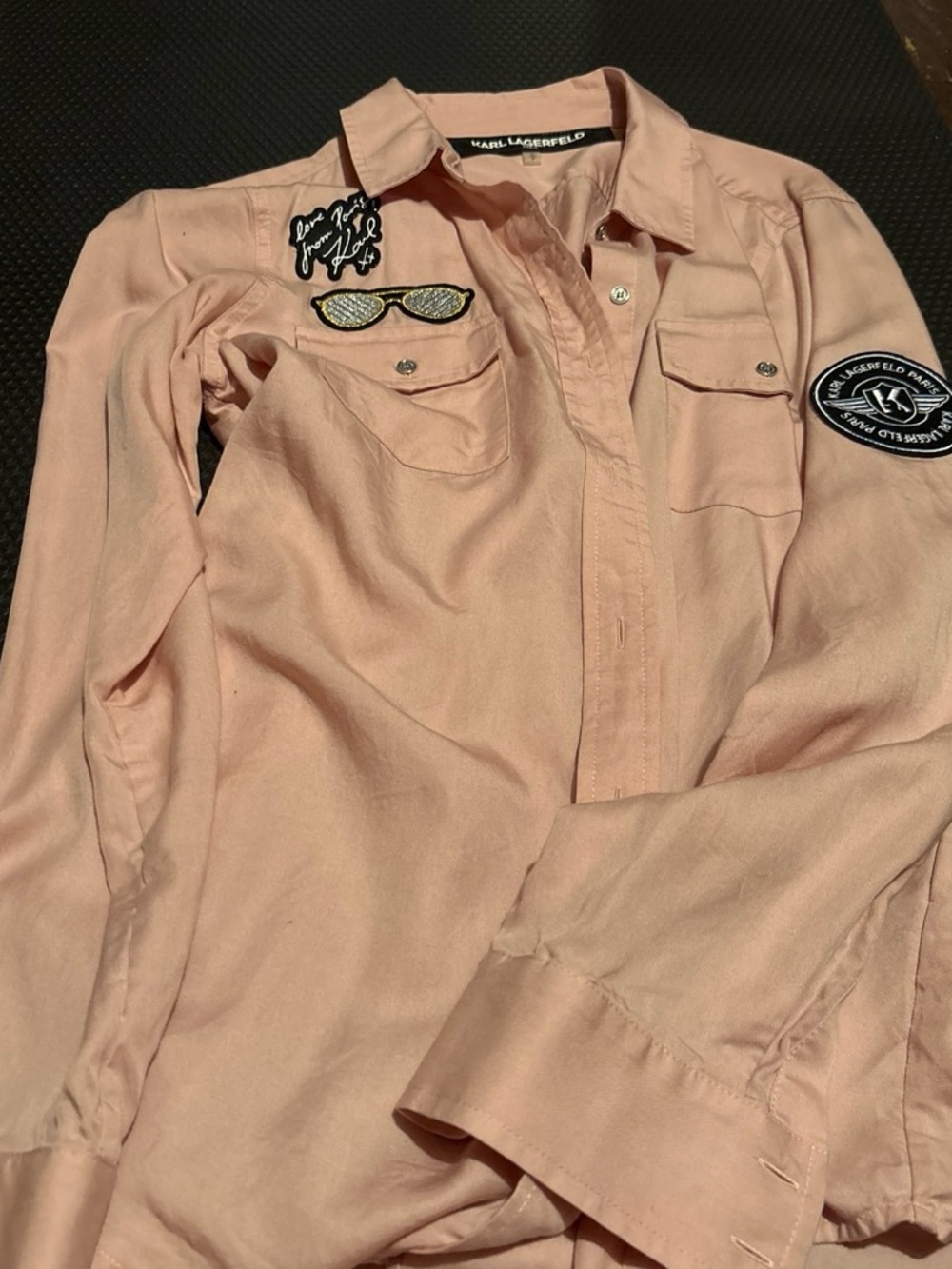 Karl Lagerfeld Blush Pink Patch Button-Down Shirt